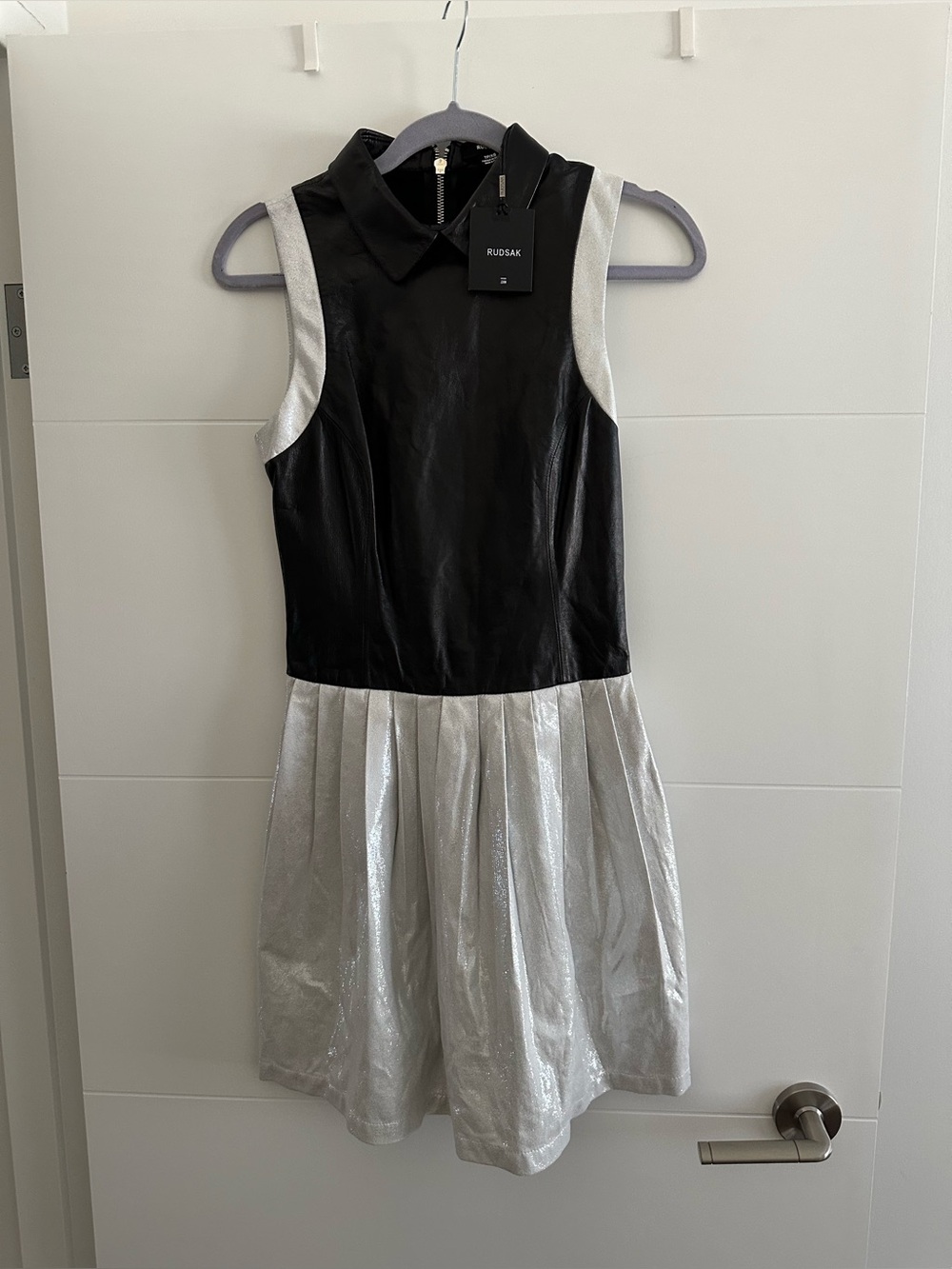 Rudsak Leather Pleated Dress with Collar